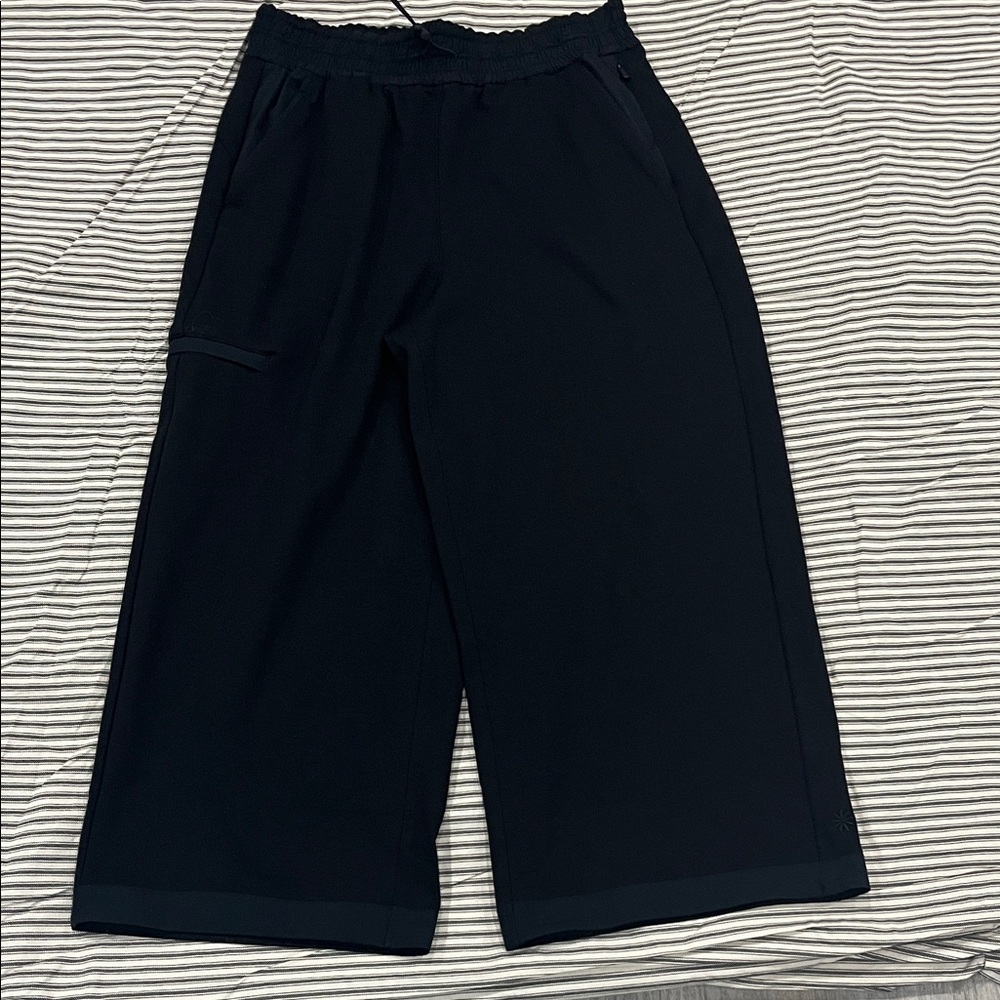 Athleta pants cropped Midnight Black Wide-Leg Pants wide small joggers‎